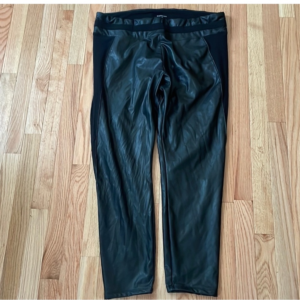 Express Pants Womens XL Black Faux Leather Skinny High Rise Moto Ladies